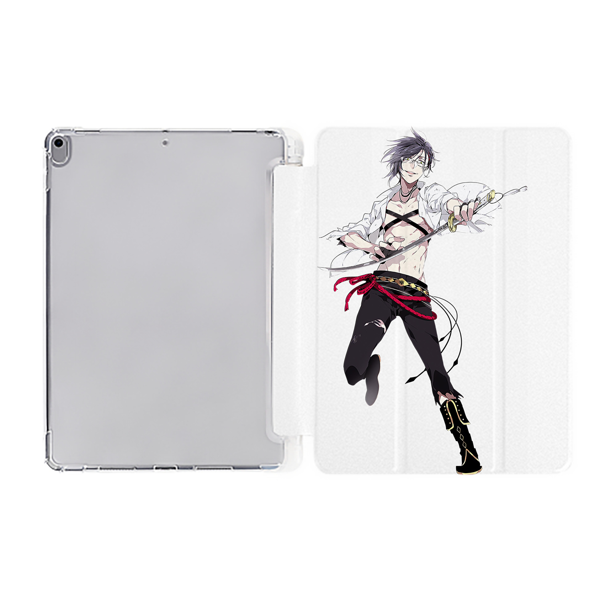 （画像用） 刀剣乱舞 Touken Ranbu IPad ケース ペン収納付き 三つ折りスタンド PUレザー×シリコン 対応機種9.5/10.5/10.9インチ